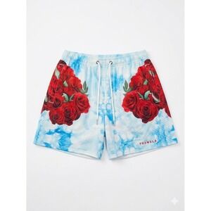 YoungLA Shorts Mens Blue/Red/White Sz M Roses 141 Block Party AOP Comfy D-String